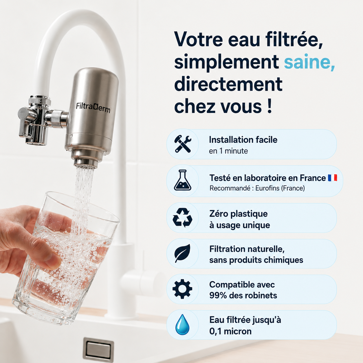 FiltraDerm® Filtre à Eau du Robinet